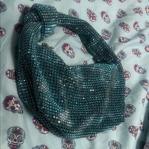 Sparkling Teal Rhinestone Handbag